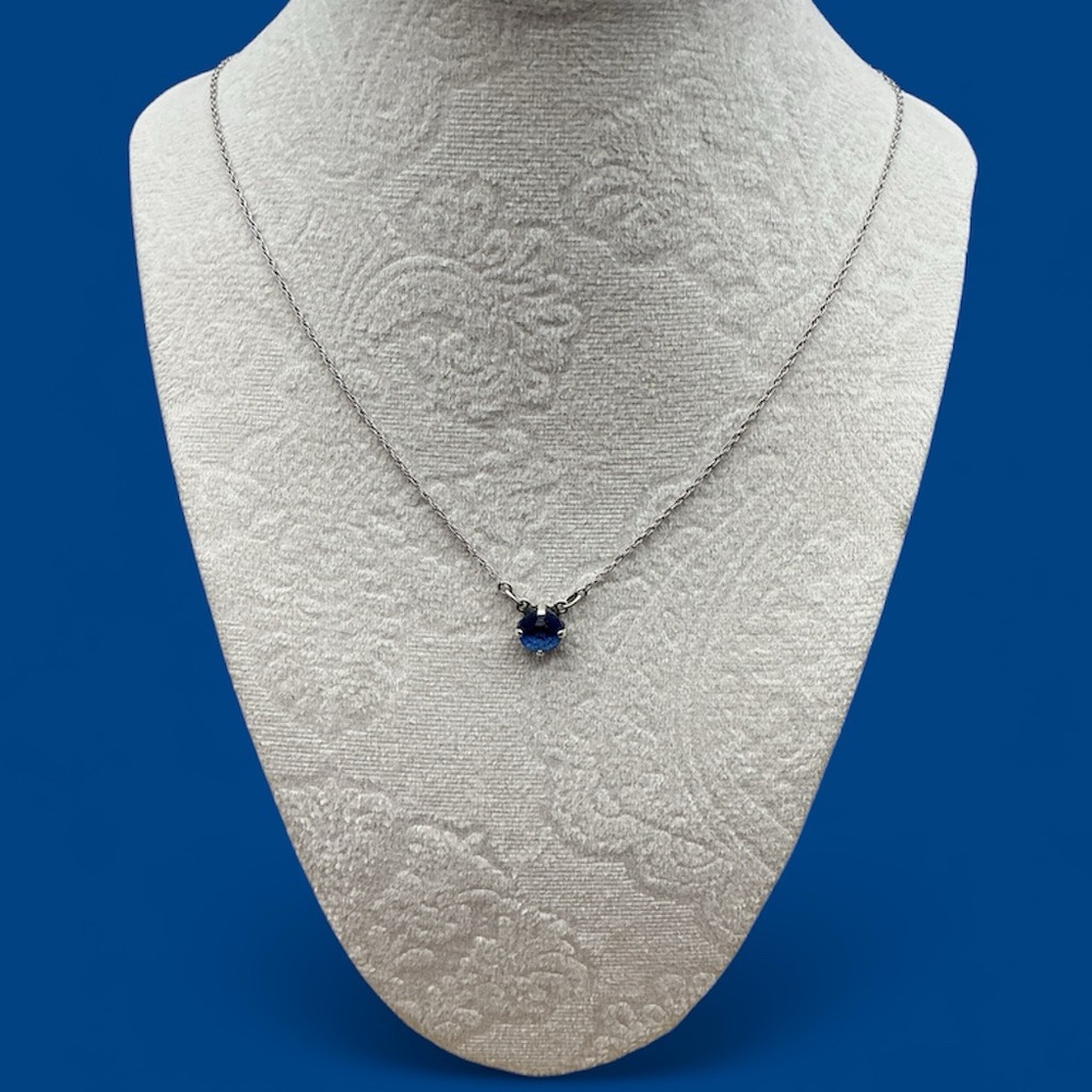 Elegant BGE Silver Necklace with Blue Gemstone